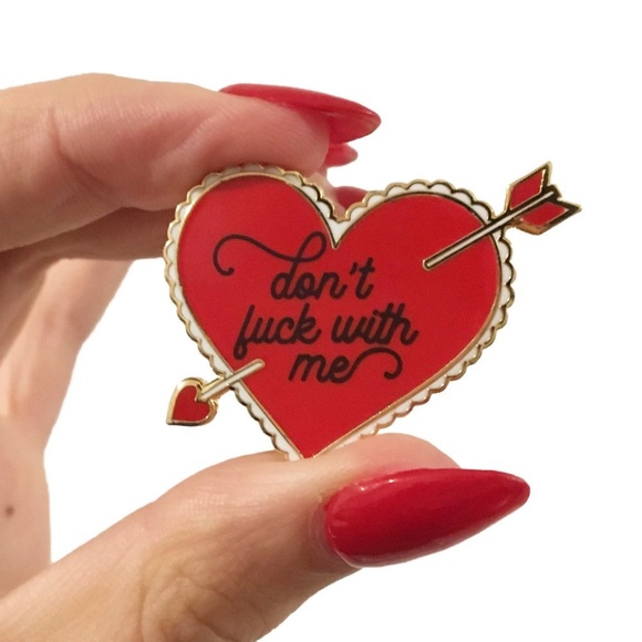 Don't F*ck with Me red heart cupids bow Enamel Pin - Picture 1 of 7